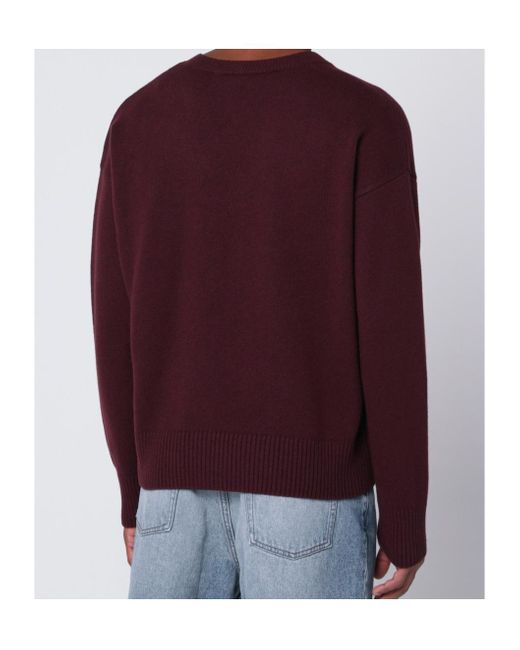 AMI Purple V-Neck Sweater for men