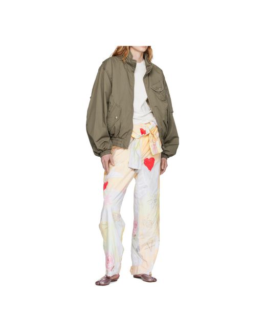 OPEN YY Green Cargo-Style Bomber Jacket