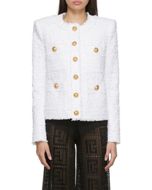 Balmain White Tweed Jacket