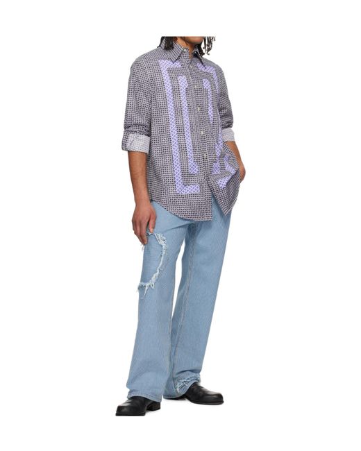 Edward Cuming Blue Flower Cotton Scratch The Itch Shirt for men