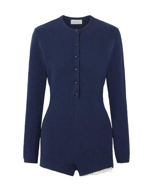 Magda Butrym Blue Terry Lace-Detailed Jumpsuit