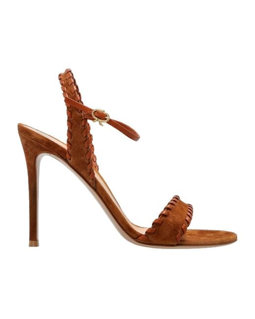 Gianvito Rossi Brown Braided Strap Heeled Sandals