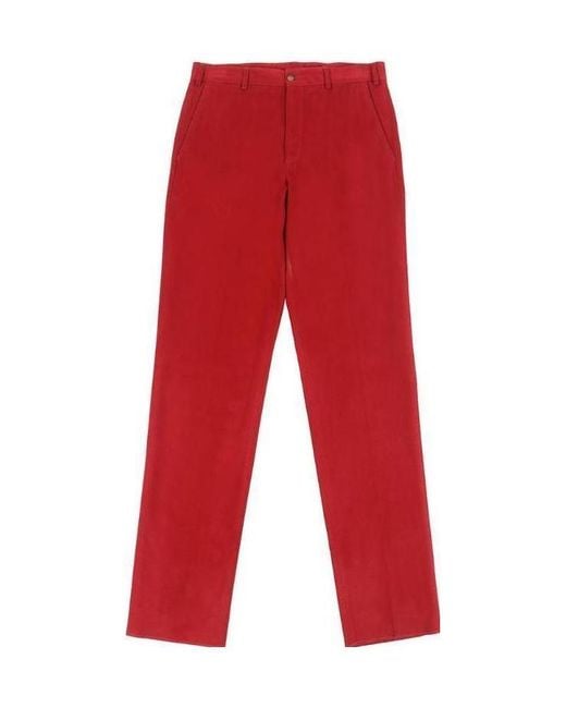 Paul & Shark Red Straight Casual Pants for men