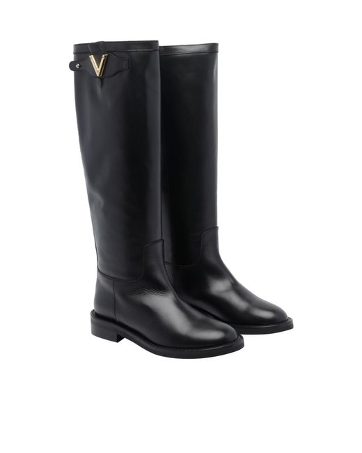 Via Roma 15 Black Round-Toe Boots