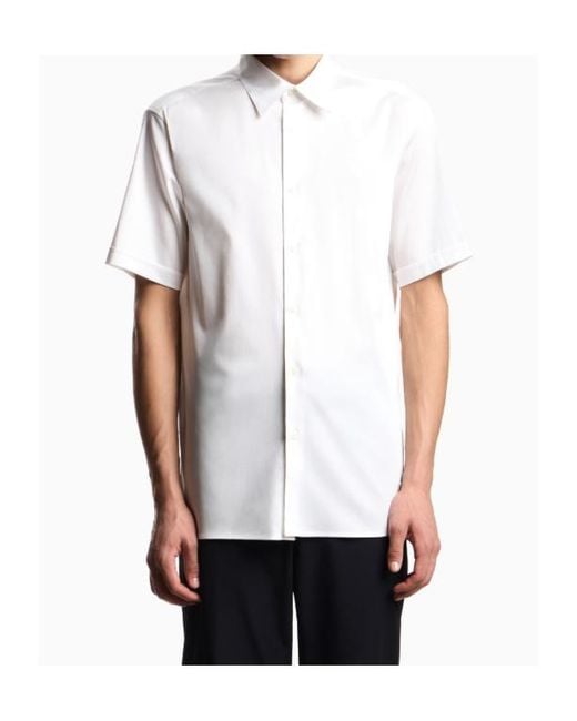 Emporio Armani White Button-Up Short-Sleeved Shirt for men