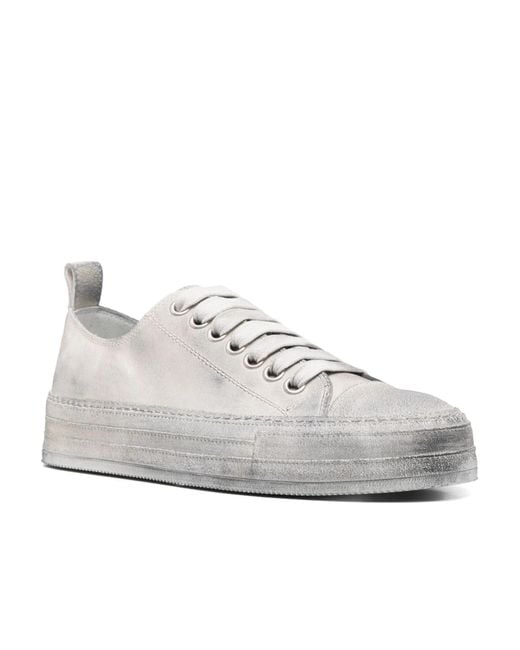Ann Demeulemeester White Distressed-Finish Sneakers