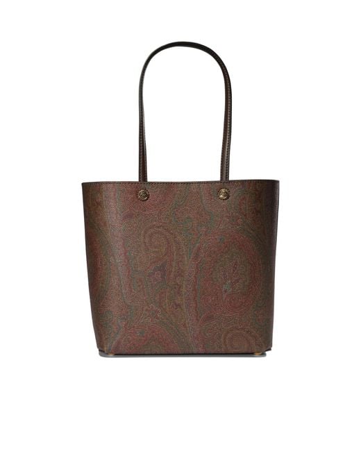 Etro Brown Paisley Printed Essential Medium Tote Bag
