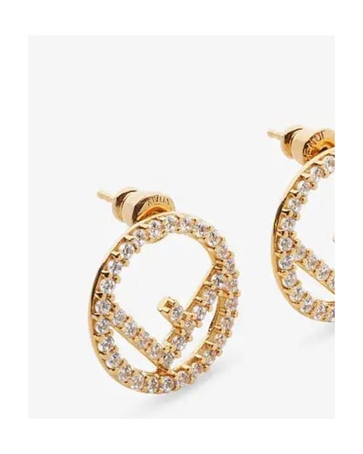 Fendi Metallic F Is Earrings