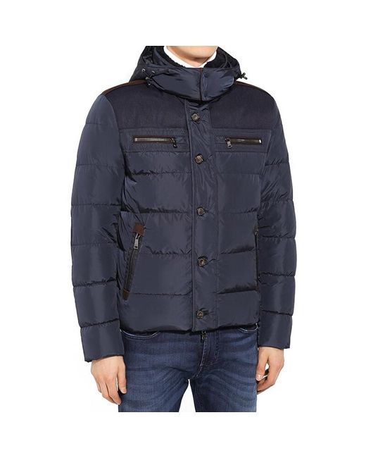 Paul & Shark Blue Long-Sleeved Hooded Quilted Down Jacket for men