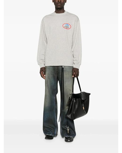 Magliano White Logo Graphic Long-Sleeved Sweatshirt for men
