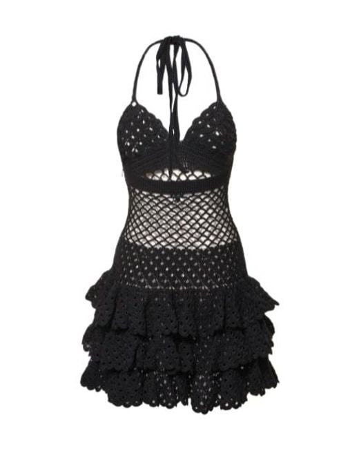 Oscar de la Renta Black Neck-Hanging Dress