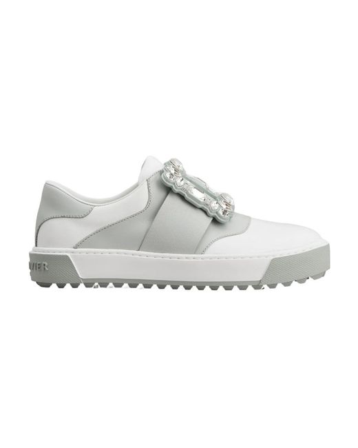Roger Vivier White Very Vivier Strass Buckle Sneakers