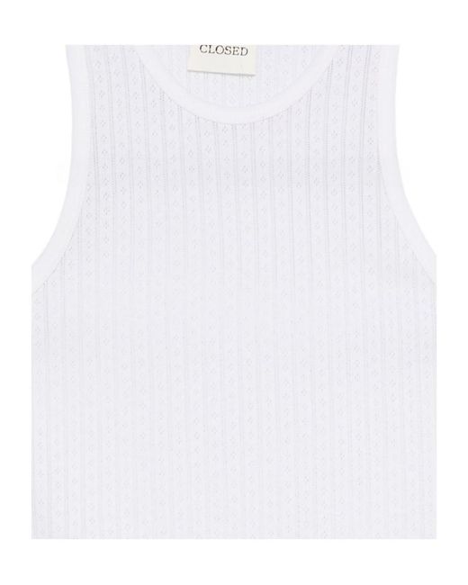 Closed White Pointelle-Knit Tank Top