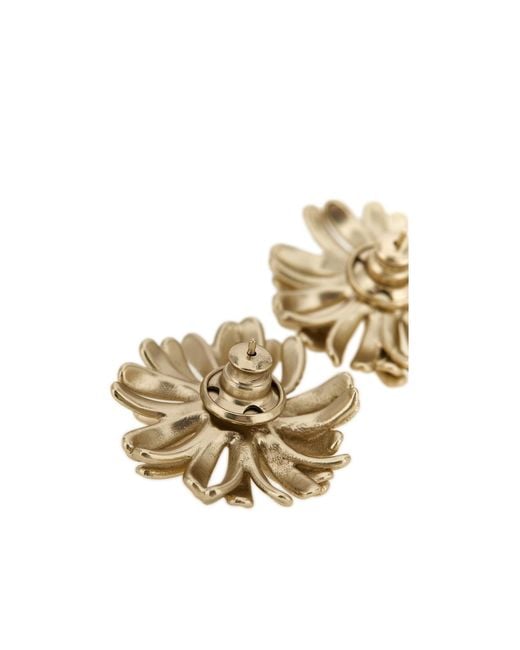 Dries Van Noten Metallic Floral Earrings