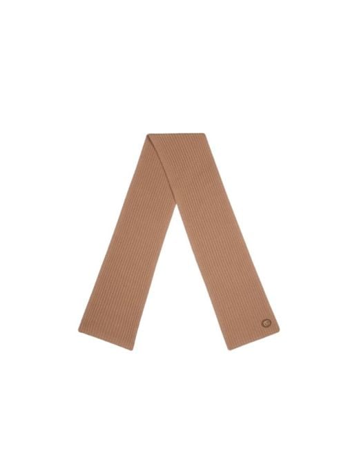 Gucci Brown Logo Patch Knit Scarf