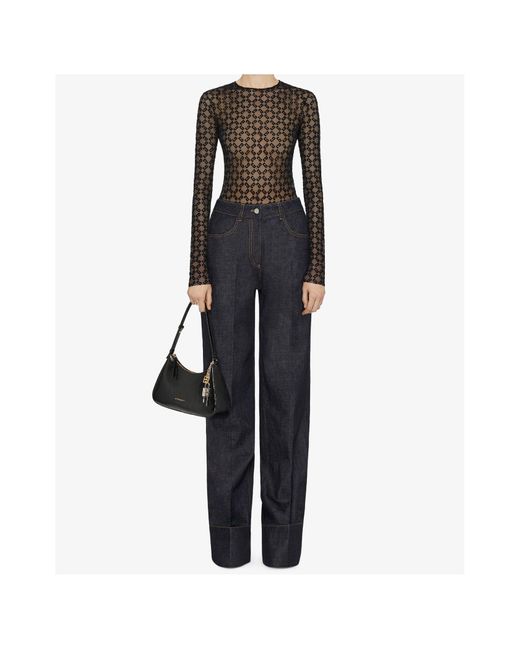 Givenchy Black Monogrammed Sheer Long-Sleeve Top