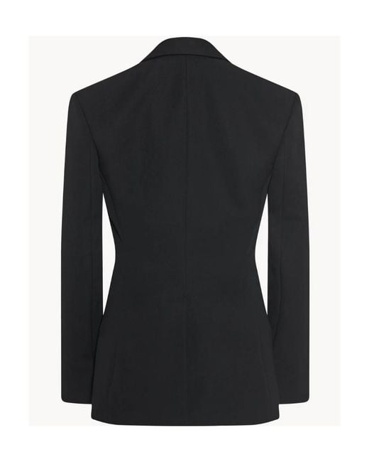 The Row Black Single-Breasted Wool Suit Jacket