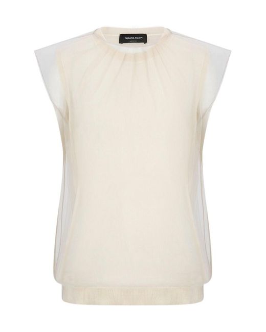 Fabiana Filippi White Crew Neck Top