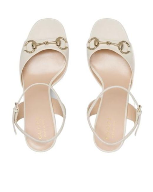 Gucci White Horsebit Detailed Sandals