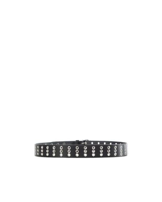 Ann Demeulemeester White Eyelet-Embellished Leather Belt