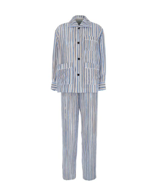 Bottega Veneta Blue Pijama Set With All-Over Striped Motif