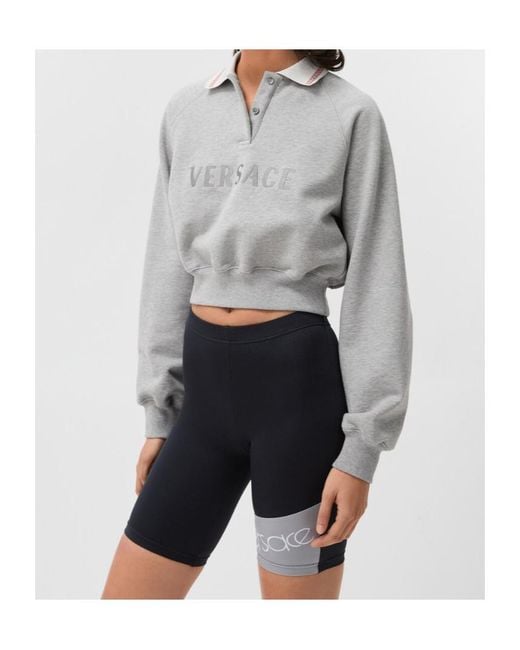 Versace Gray Logo Embroidered Sweatshirt