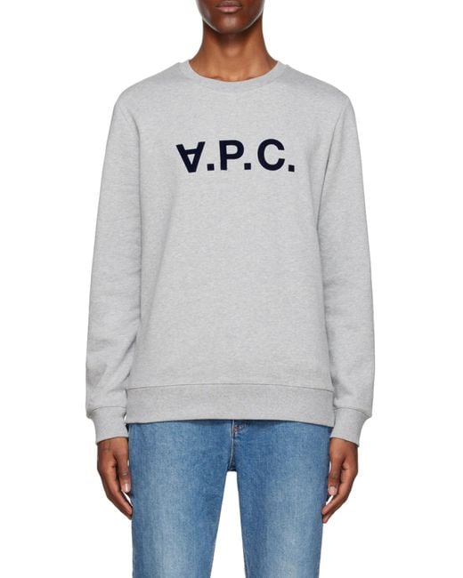 A.P.C. Gray Logo-Printed Straight Hem Sweatshirt for men