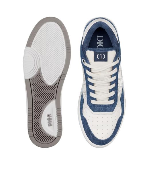 Dior Blue Homme Oplique Printed Low-Top Sneakers for men