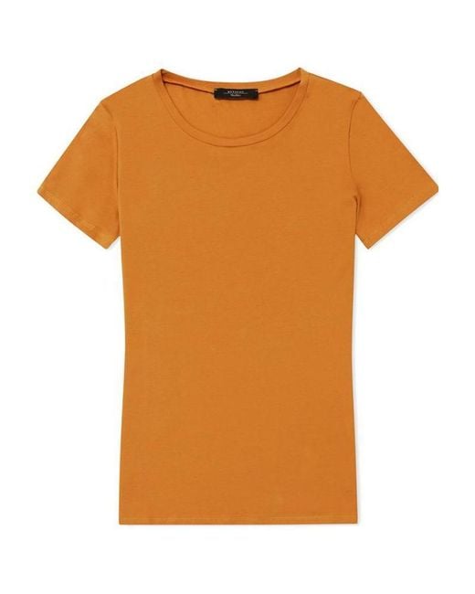 Weekend by Maxmara Orange T-Shirt With Round Neck And Short Sleeves
