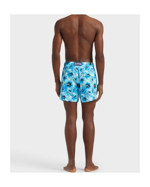 Vilebrequin Blue Poppies &Amp; Geckos Stretch Swim Shorts for men