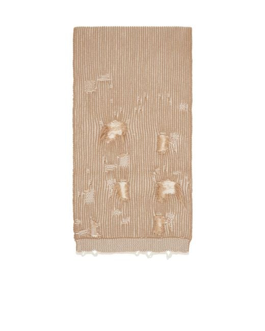 MM6 by Maison Margiela Natural Rectangular Ribbed Knit Scarf for men