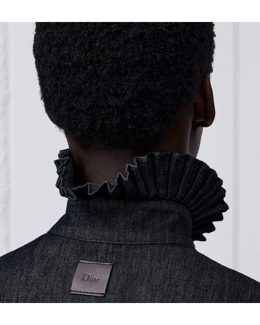 Dior Black Shirt With Pleated Stand Collar, Comfortable Fit for men