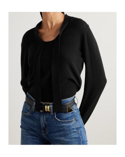 Nili Lotan Black Genesis Pussy-Bow Cashmere Sweater
