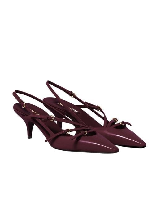 Miu Miu Purple Pointed Toe Slingback Pumps