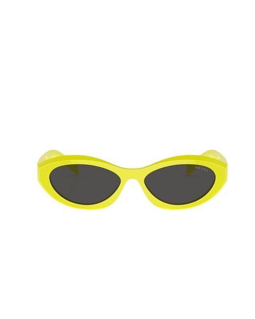 Prada Yellow Eyewear Oval-Frame Sunglasses