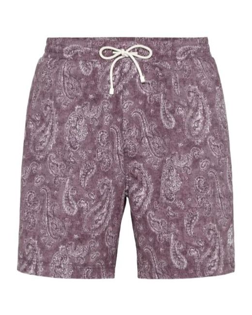 Brunello Cucinelli Purple Drawstring Swimming Trunks for men