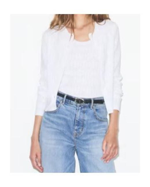 Tory Burch White Pointelle Knit Cardigan