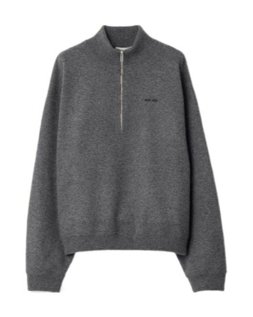 Miu Miu Gray Half-Zipped Jumper