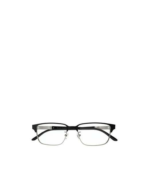 McQueen White Eyewear Rectangle Frame Glasses for men