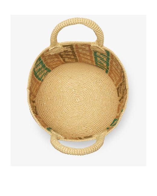 Fendi Metallic Ff Embroidered Raffia Tote Bag for men