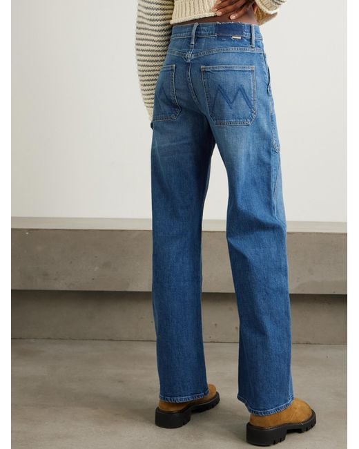Mother Blue The Lasso Utility Sneak High-Waisted Straight Leg Jeans