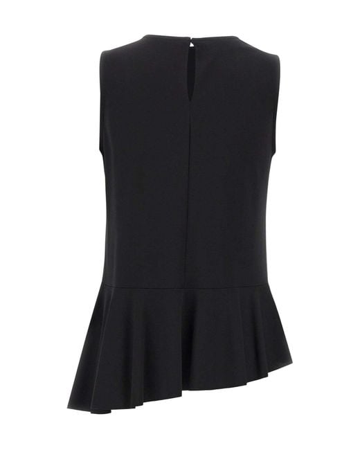 Kaos Black Asymmetric Ruffled Sleeveless Top
