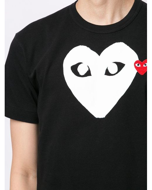 COMME DES GARÇONS PLAY Black Comme Des Garçons Play Logo Detailed Crewneck T-Shirt for men