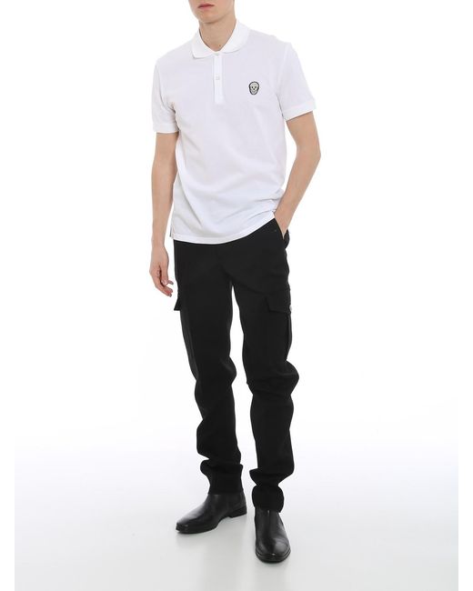 McQueen White Logo Short-Sleeved Polo Shirt for men