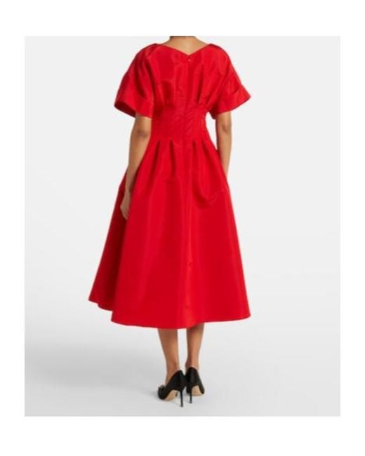 Carolina Herrera Gathered Silk Midi Dress