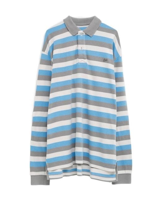 ERL Blue Collared Long-Sleeve Polo Shirt for men