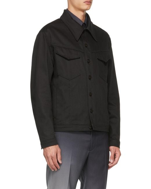 Fendi Black Roma Logo Denim Jacket for men