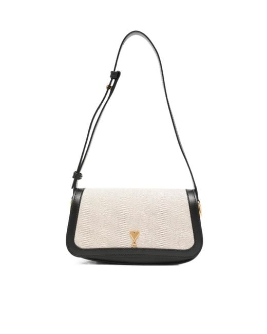 AMI White Ami Ami De Coeur Logo Detailed Shoulder Bag
