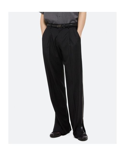 Helmut Lang Black Zip-Detail Pleated Trousers for men