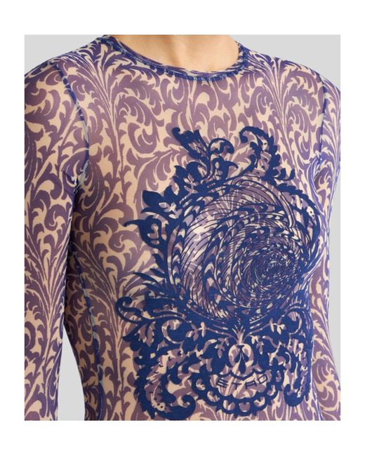 Etro Blue Tulle Sweater With Shell Print